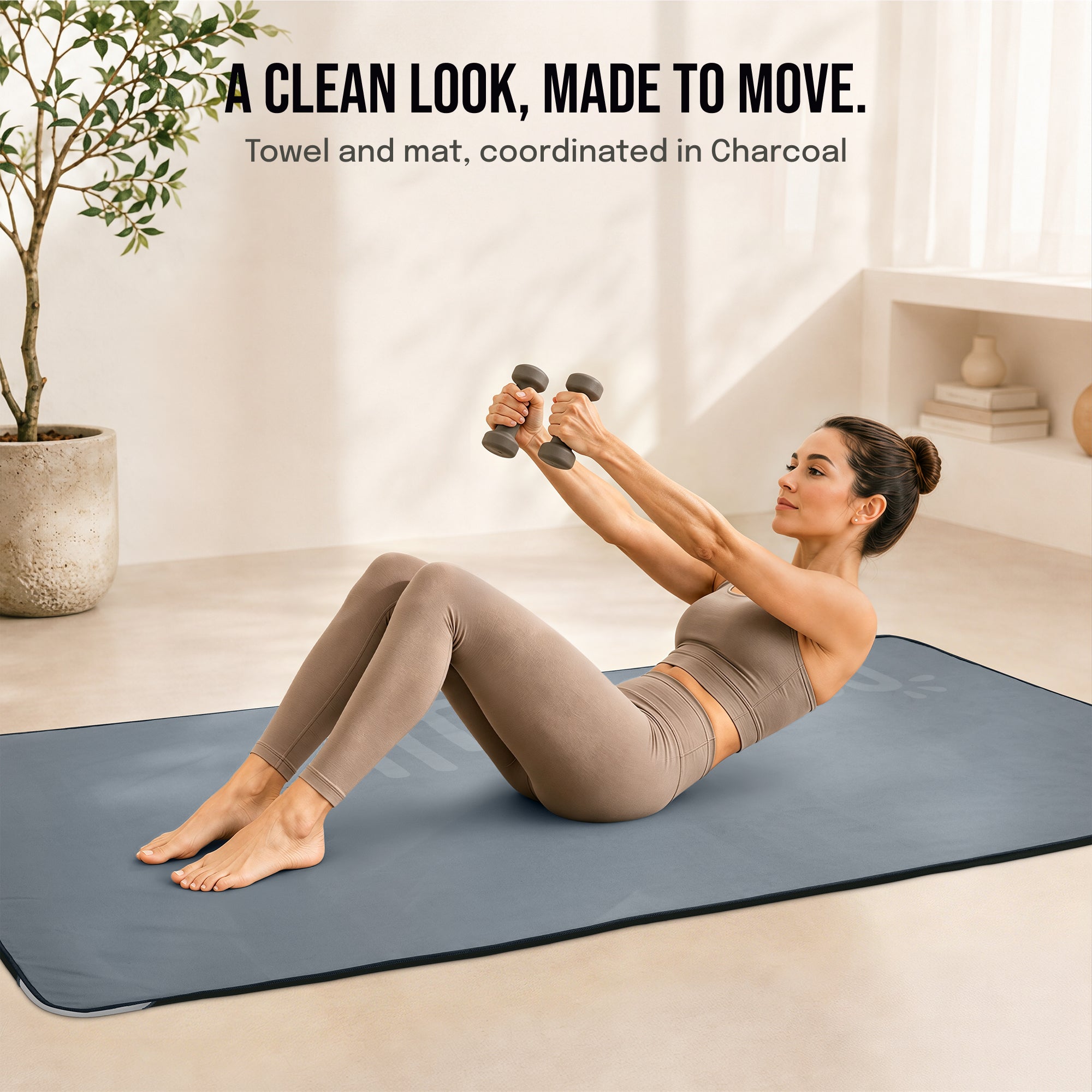 Gogokiwi Yoga Mat and Towel Set with Strap, 72 x 36 in, Non Slip Pilates