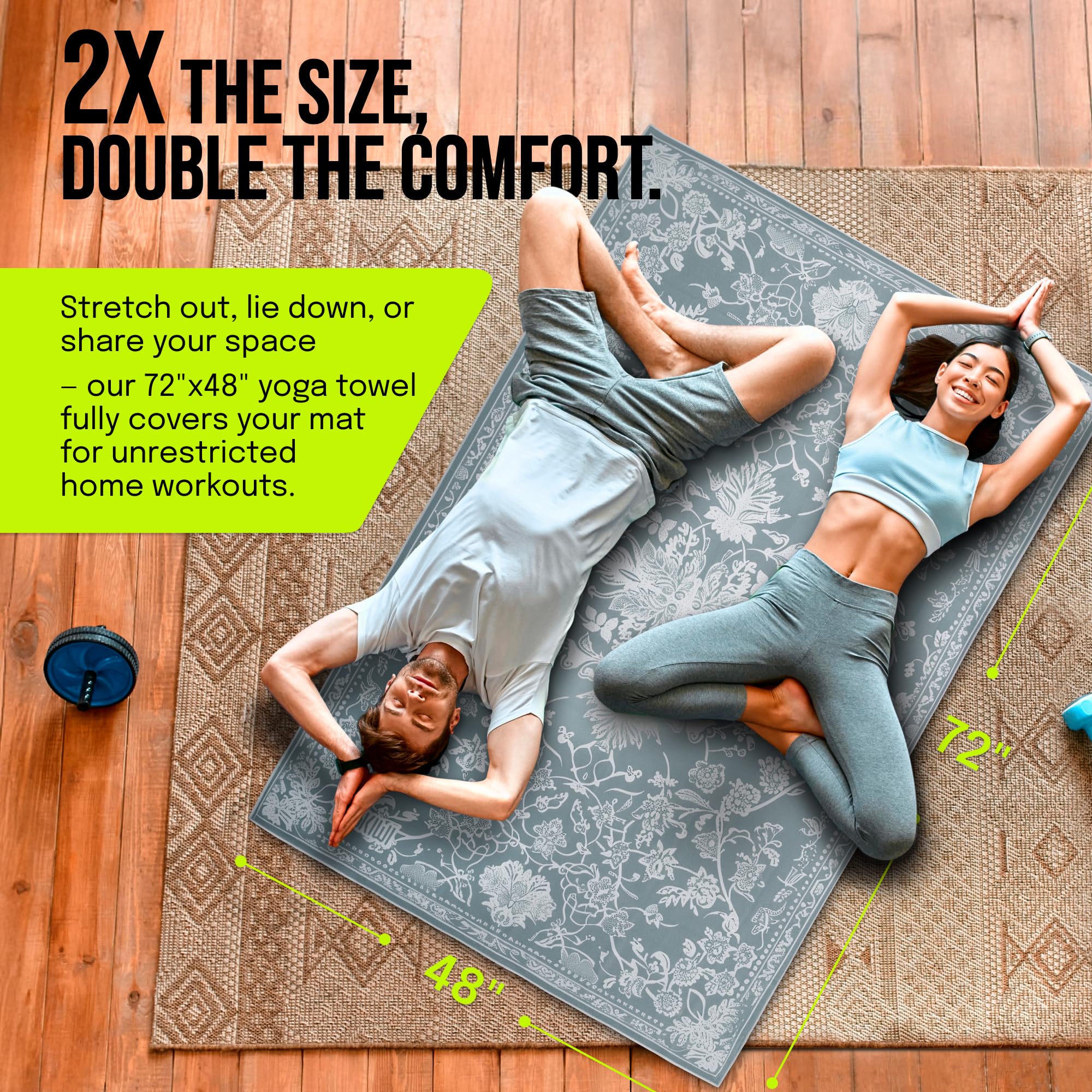 CanvasFlow: Non-Slip Yoga Mat Towel with Printed Design | 72" × 48"
