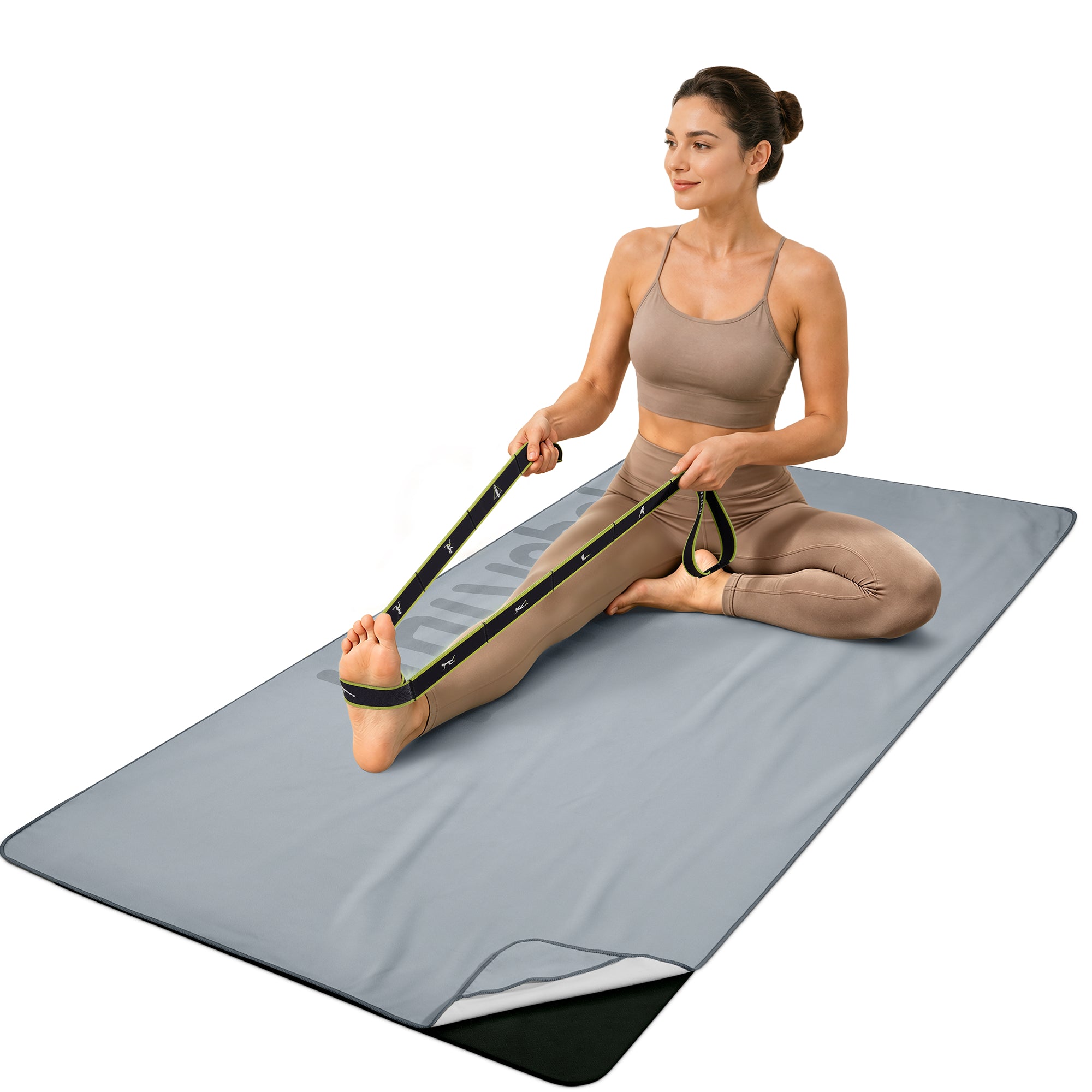Gogokiwi Yoga Mat and Towel Set with Strap, 72 x 36 in, Non Slip Pilates
