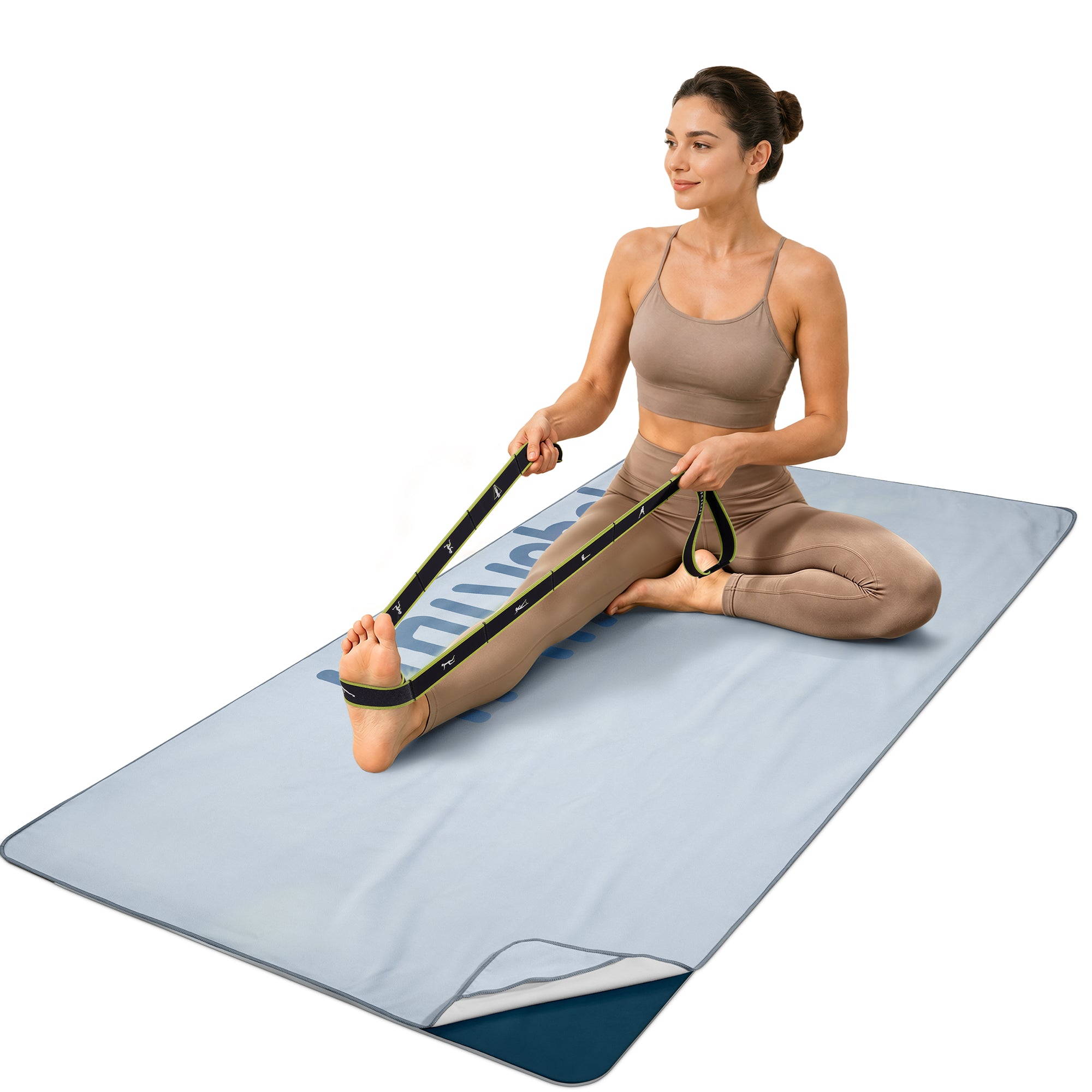 Gogokiwi Yoga Mat and Towel Set with Strap, 72 x 36 in, Non Slip Pilates