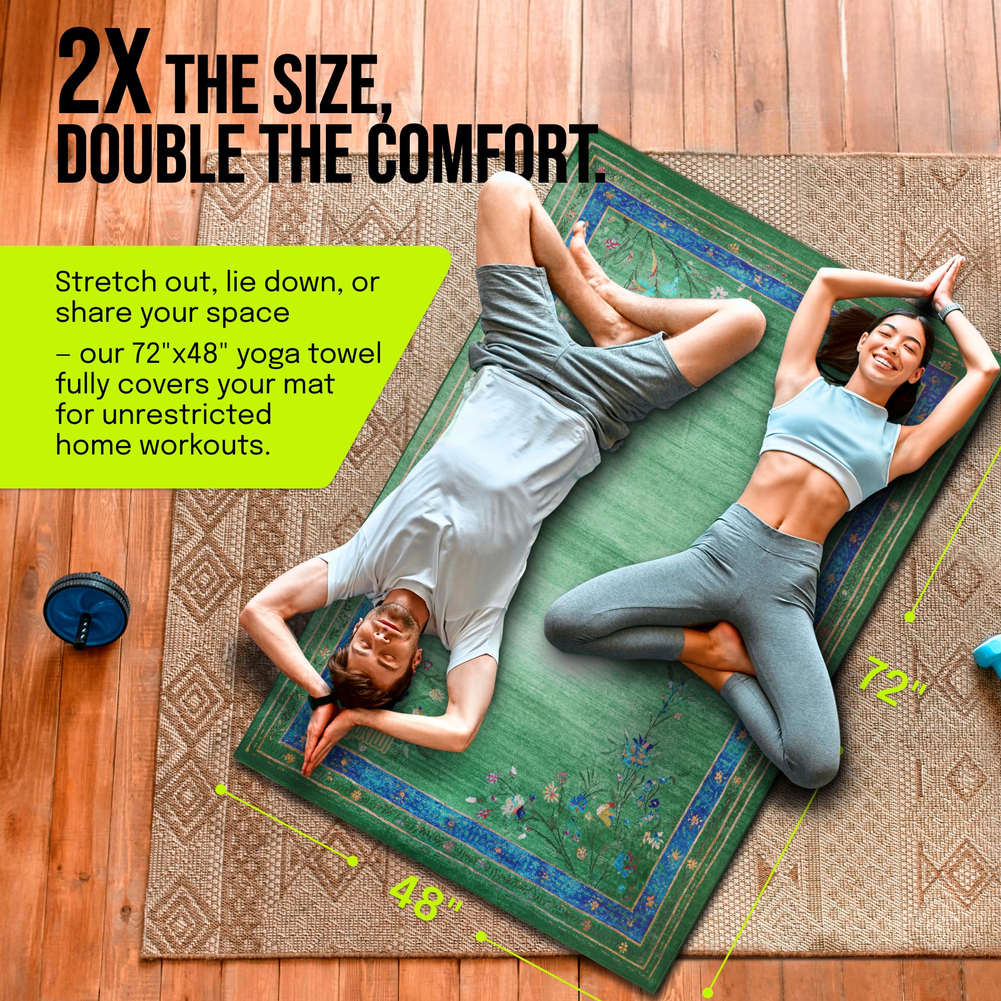 CanvasFlow Yoga Mat Towel 72x48 | Non-Slip | Gogokiwi