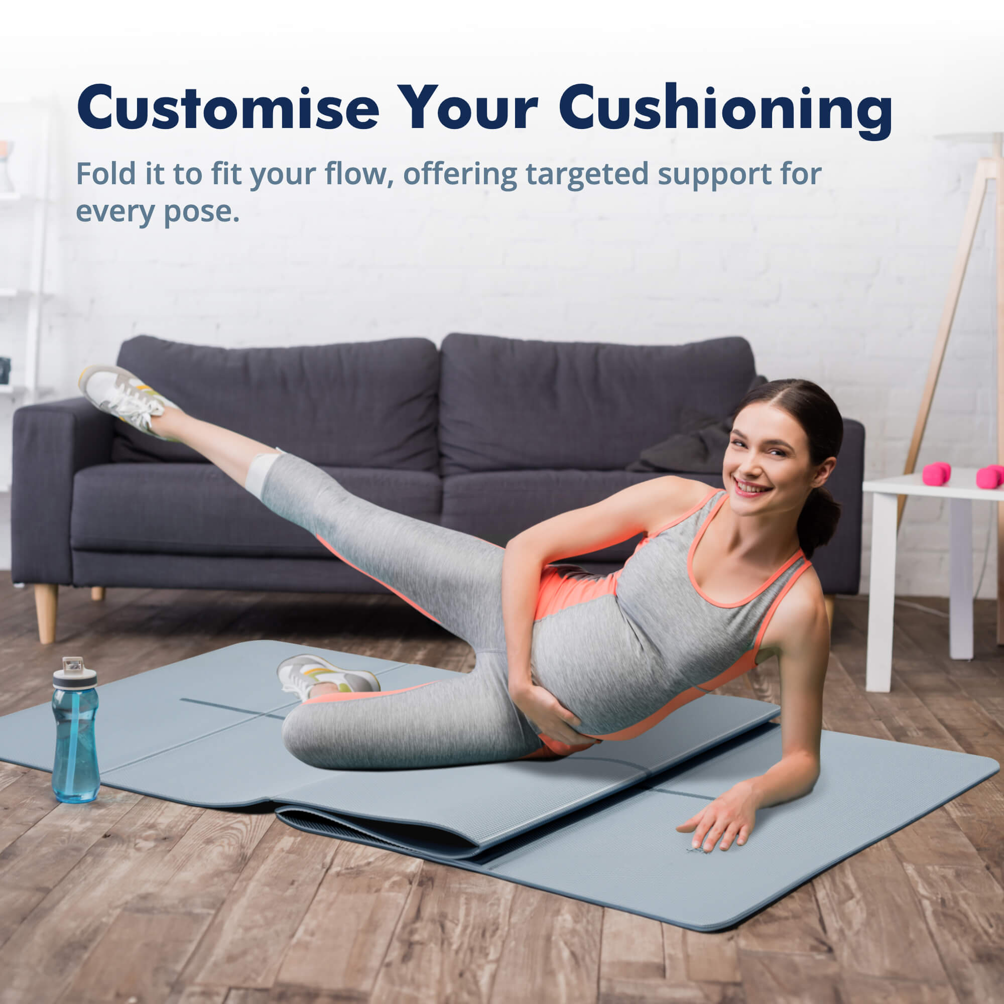 foldable Yoga Mat - Pregnant Woman Exercising with Custom Cushioning Support