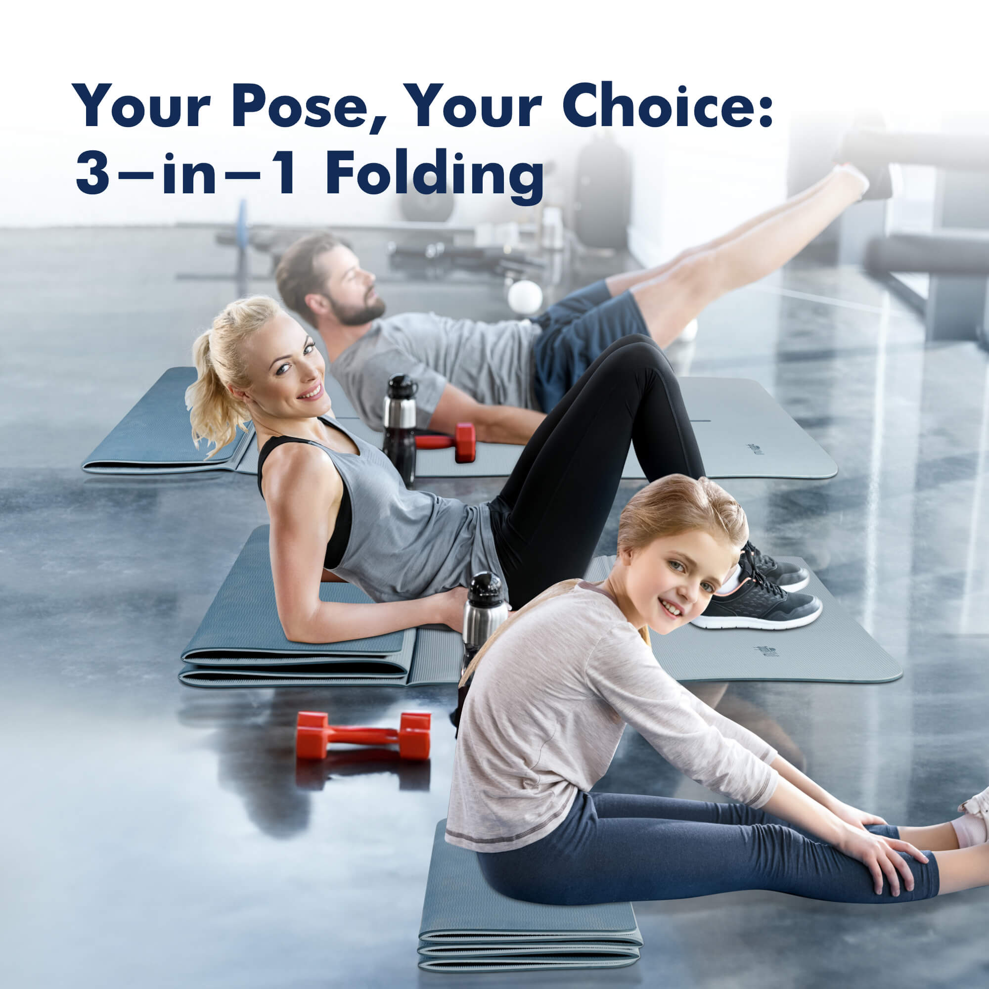 foldable Yoga Mat Thickness Comparison - 1 Fold, 2 Folds, 3 Folds - Your Pose, Your Choice: 3-in-1 Folding