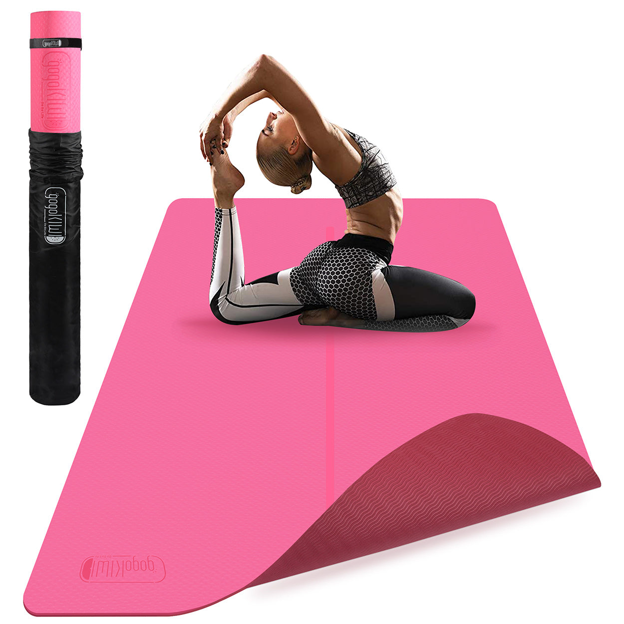 Gogokiwi Large Yoga Mat (6'x4') Extra Wide 1/4 Thick Workout Grey Shadows